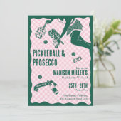 Modern Pickleball & Prosecco Bachelorette Weekend Kaart (Staand voorkant)