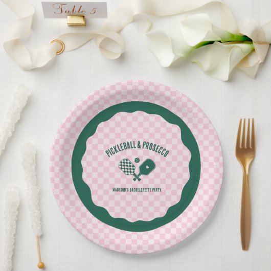 Modern Pickleball & Prosecco Bachelorette Weekend Papieren Bordje (Huwelijk)