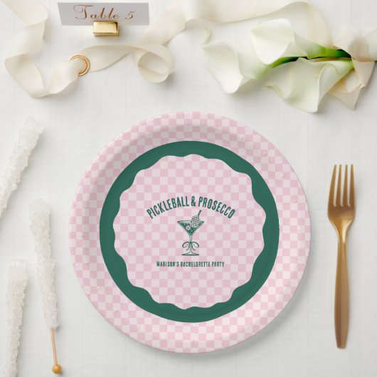 Modern Pickleball & Prosecco Bachelorette Weekend Papieren Bordje (Huwelijk)