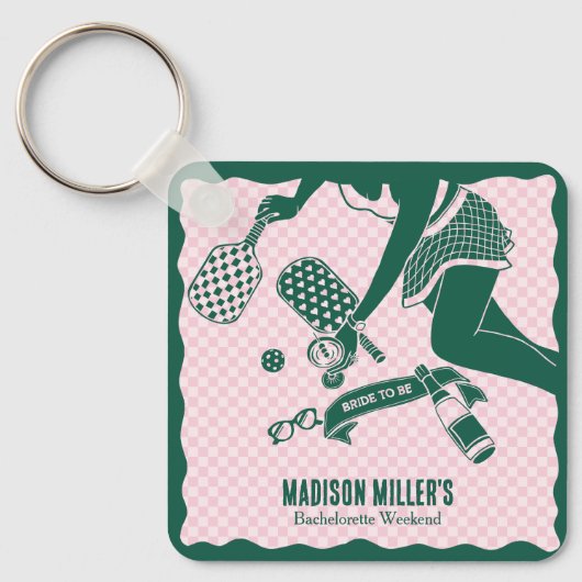 Modern Pickleball & Prosecco Bachelorette Weekend Sleutelhanger (Voorkant)