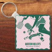 Modern Pickleball & Prosecco Bachelorette Weekend Sleutelhanger (Voorkant)
