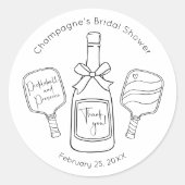 Modern Pickleball Prosecco Vrijgezellenfeest Dank Ronde Sticker (Voorkant)