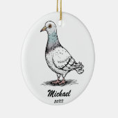 Modern Pigeon Christmas gepersonaliseerd Keramisch Ornament (Rechts)