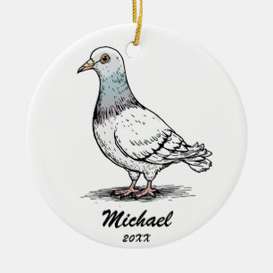Modern Pigeon Christmas gepersonaliseerd Keramisch Ornament