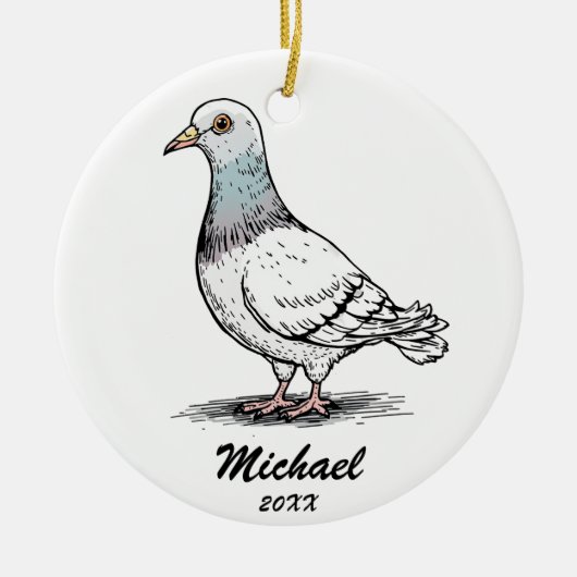Modern Pigeon Christmas gepersonaliseerd Keramisch Ornament (Voorkant)