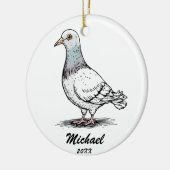 Modern Pigeon Christmas gepersonaliseerd Keramisch Ornament (Links)