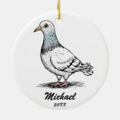 Modern Pigeon Christmas gepersonaliseerd Keramisch Ornament (Achterkant)