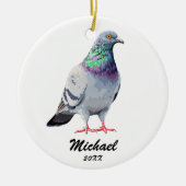 Modern Pigeon Christmas gepersonaliseerd Keramisch Ornament (Voorkant)