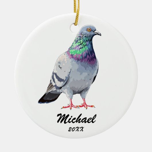 Modern Pigeon Christmas gepersonaliseerd Keramisch Ornament (Voorkant)