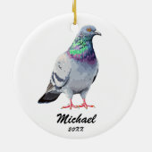 Modern Pigeon Christmas gepersonaliseerd Keramisch Ornament (Achterkant)