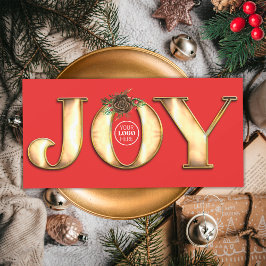 Modern pijnboom rood en goud metaal vreugde zakeli feestdagenkaart