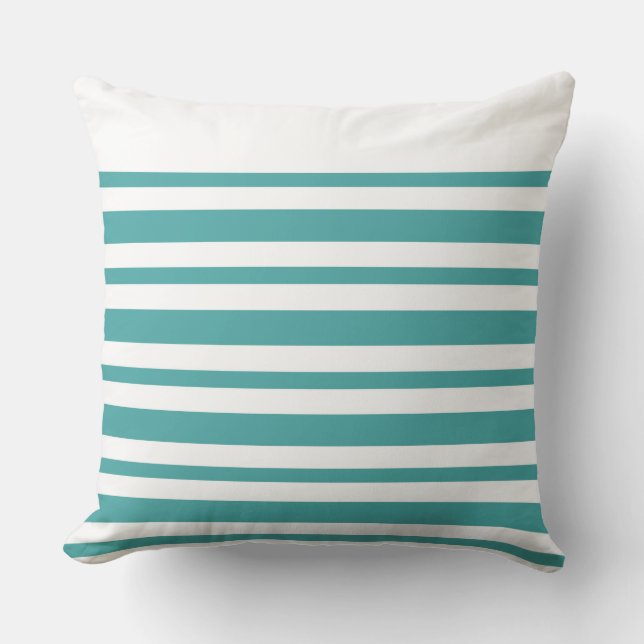 Modern Pillow Blauwgroen Stripe CH9 met marlodes Kussen (Voorkant)
