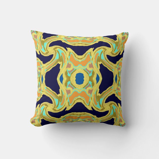 Modern Pillow-Navy, geel, Oranje, groen, blauw Kussen (Voorkant)