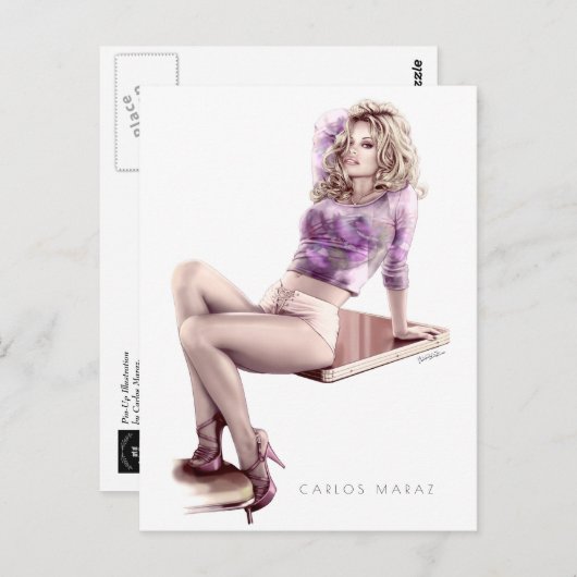 Modern Pin-Up Meisje Illustratie Briefkaart (Voorkant / Achterkant)