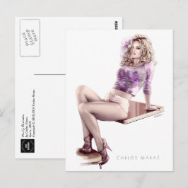 Modern Pin-Up Meisje Illustratie Briefkaart
