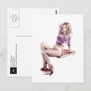 Modern Pin-Up Meisje Illustratie Briefkaart