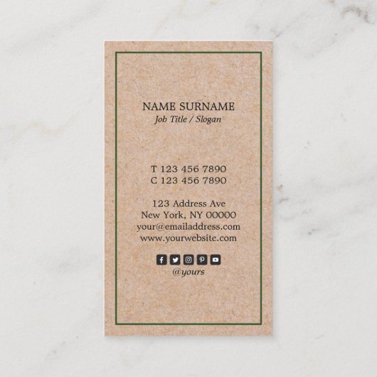 Modern Pine Accent KraftPrint Benoeming Verticaal Visitekaartje (Achterkant)