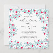 Modern Pine Branch and Red Berry Christmas Pattern Kaart (Voorkant)