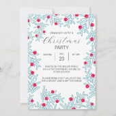 Modern Pine Branch and Red Berry Christmas Pattern Kaart (Voorkant)