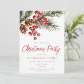 Modern Pine Branch & Berries kerstfeest Kaart (Staand voorkant)