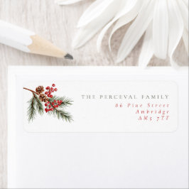 Modern Pine Branch Family Retouradres Etiket