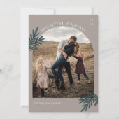 Modern Pine Christmas Photo Holiday Kaart (Voorkant)