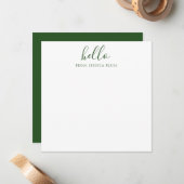 Modern Pine Green Hallo Correspondence Note Kaart Notitiekaartje (Voorkant / Achterkant in situ)