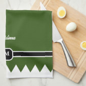 Modern Pine Green Holiday Monogram Theedoek (Quarter Fold)