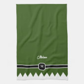 Modern Pine Green Holiday Monogram Theedoek (Verticaal)