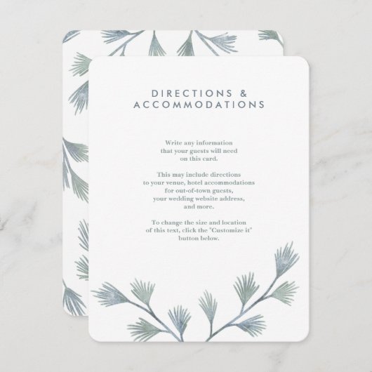 Modern Pine Green + White Wedding Insert Kaarten (Voorkant / Achterkant)