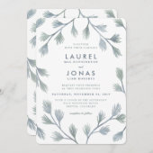 Modern Pine Green + White Wedding Invitations Kaart (Voorkant / Achterkant)