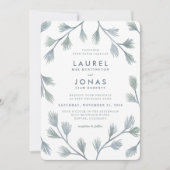 Modern Pine Green + White Wedding Invitations Kaart (Voorkant)