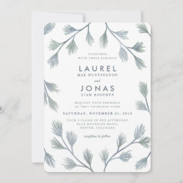 Modern Pine Green + White Wedding Invitations Kaart