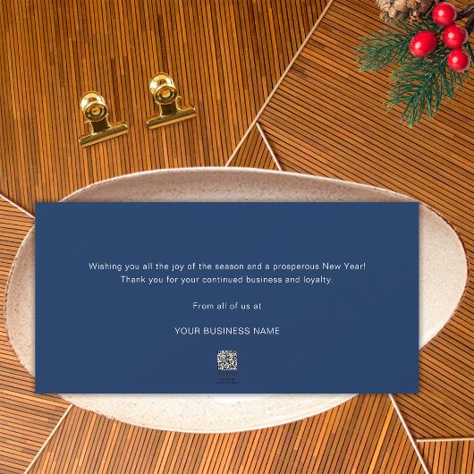 Modern Pine Navy Blauw Goud Metaal Joy Business Lo Feestdagenkaart