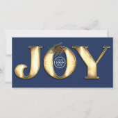Modern Pine Navy Blauw Goud Metaal Joy Business Lo Feestdagenkaart (Voorkant)