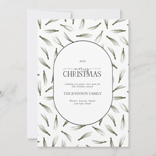 Modern Pine Needle Greenery Arch Merry Kerstmis Feestdagenkaart (Voorkant)