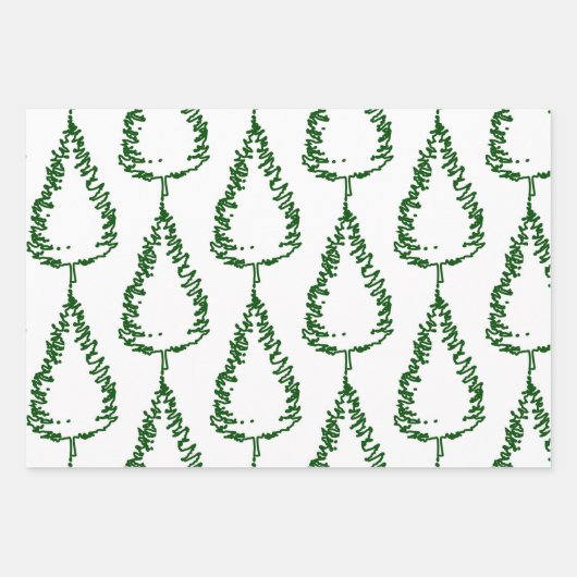 Modern Pine Tree Holiday Inpakpapier Vel (Voorkant)