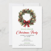Modern Pine Wreath Christmas Party Editable Kaart (Voorkant)