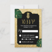 Modern Pineapple Gold Tropical Wedding RSVP (Voorkant)