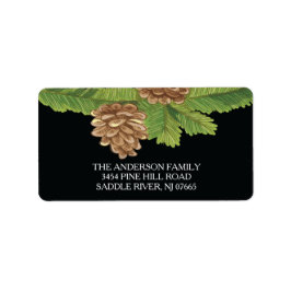 Modern Pinecone Kerst retour adres Etiket