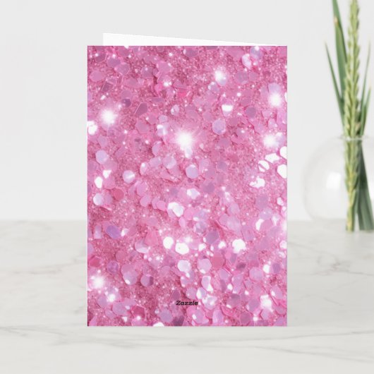 Modern Pink and Gold Glitter Photo & Name Birthday Kaart (Achterkant)
