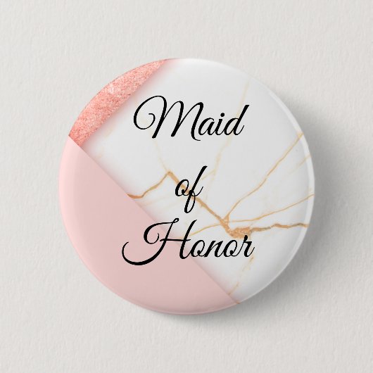Modern Pink and Gold Marble Made of Honor Ronde Button 5,7 Cm (Voorkant)