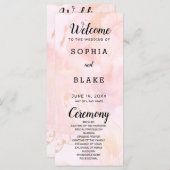 Modern Pink and Gold Marble Wedding Programme (Voorkant / Achterkant)