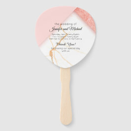 Modern Pink and Gold Marble Wedding Programme Handwaaier
