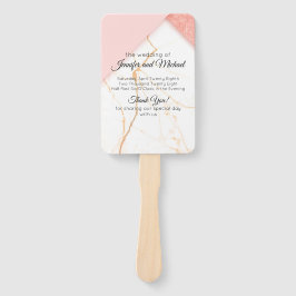 Modern Pink and Gold Marble Wedding Programme Handwaaier