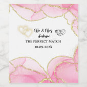 Modern Pink and Gold Mr and Mrs Wijn Etiket (Enkel label)