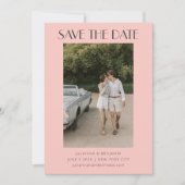 Modern Pink and Grey Art Deco Foto Weddenschap Save The Date (Voorkant)