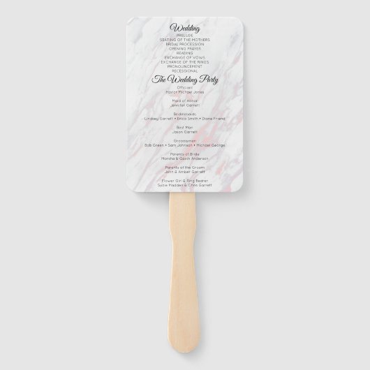 Modern Pink and Grey Marble Programme Handwaaier (Achterkant)