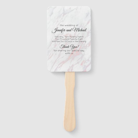 Modern Pink and Grey Marble Programme Handwaaier (Voorkant)