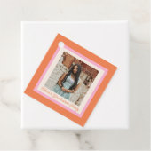 Modern Pink and Orange Border Photo Graduation Bedankjes Labels (In situ)